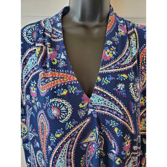 Rafaella Dresses & Skirts - Rafaella Paisley V-neck Short Sleeve Maxi length Dress 2X NWT Mediterranean Blue